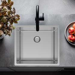 Pure.Sink Exclusivo Évier en inox 45x40 cm rayon de 10mm sous plan, à fleur et en saillie PEX4540-02