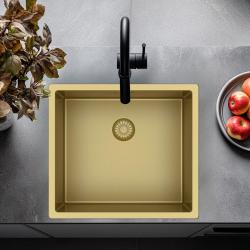 Pure.Sink Exclusivo Évier en or 45x40 cm rayon de 10mm sous-comptoir, installation à fleur et montage en surface PEX4540-60