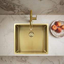 Pure.Sink Exclusivo Évier en or 45x40 cm rayon de 10mm sous-comptoir, installation à fleur et montage en surface PEX4540-60