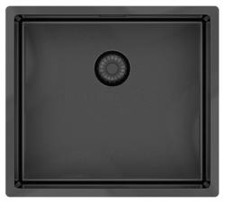 Pure.Sink Exclusivo Gun métal évier 45x40 cm rayon 10mm sous-montage, montage à fleur et montage en surface PEX4540-61