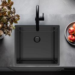 Pure.Sink Exclusivo Gun métal évier 45x40 cm rayon 10mm sous-montage, montage à fleur et montage en surface PEX4540-61