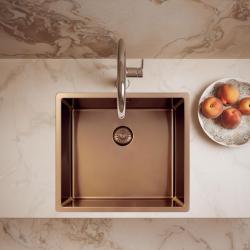 Pure.Sink Exclusivo Évier en cuivre 45x40 cm 10mm rayon sous-plan, à fleur et surélévation PEX4540-62