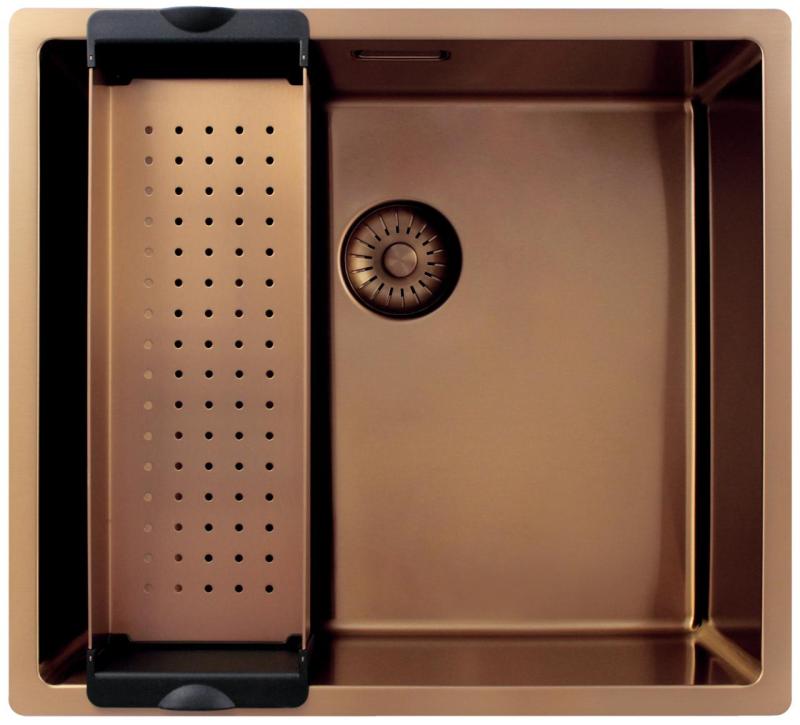 Pure.Sink Exclusivo Évier en cuivre 45x40 cm 10mm rayon sous-plan, à fleur et surélévation PEX4540-62