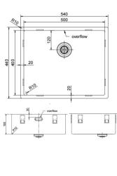 Pure.Sink Exclusivo Évier en acier inoxydable 50x40 cm avec un rayon de 10mm pour montage sous plan, à fleur et sur plan PEX5040-02