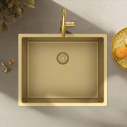 Pure.Sink Exclusivo Évier doré 50x40 cm rayon de 10mm sous plan, à fleur et en saillie PEX5040-60