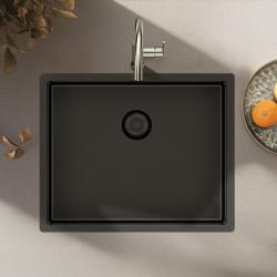 Pure.Sink Exclusivo évier en métal de couleur canon de fusil 50x40 cm avec un rayon de 10mm, sous-meuble, à fleur et surélévation PEX5040-61