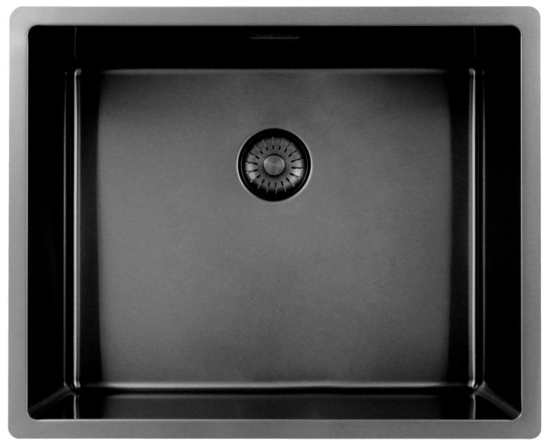 Pure.Sink Exclusivo évier en métal de couleur canon de fusil 50x40 cm avec un rayon de 10mm, sous-meuble, à fleur et surélévation PEX5040-61