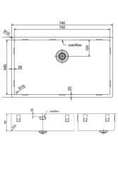 Pure.Sink Exclusivo grand évier en acier inoxydable 70x40 cm rayon de 10mm sous plan, encastré et en saillie PEX7040-02