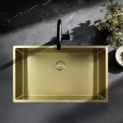 Pure.Sink Exclusivo grand évier doré 70x40 cm rayon de 10 mm sous-montage, à fleur et montage en surface PEX7040-60
