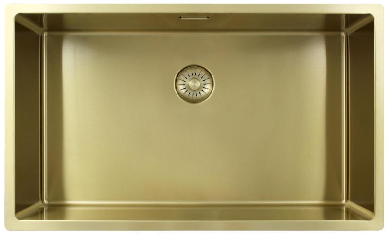 Pure.Sink Exclusivo grand évier doré 70x40 cm rayon de 10 mm sous-montage, à fleur et montage en surface PEX7040-60