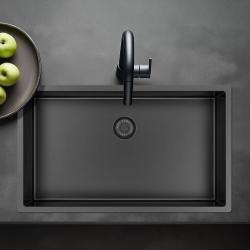 Pure.Sink Exclusivo grand évier en métal Gun 70x40 cm rayon de 10mm sous-comptoir, encastré et surélevé PEX7040-61