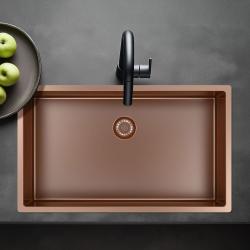 Pure.Sink Exclusivo grand évier en cuivre 70x40 cm rayon de 10mm sous-plan, à fleur et à poser PEX7040-62