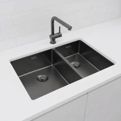 Pure.Sink Exclusivo Gun Metal 1,5 bac et demi 34+18 cm rayon de 10mm PEX341840-61