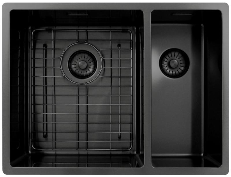 Pure.Sink Exclusivo Gun Metal 1,5 bac et demi 34+18 cm rayon de 10mm PEX341840-61