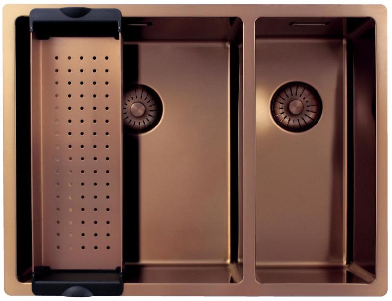 Pure.Sink Exclusivo Cuivre 1,5 évier à une et demie 34+18 cm rayon 10mm PEX341840-62
