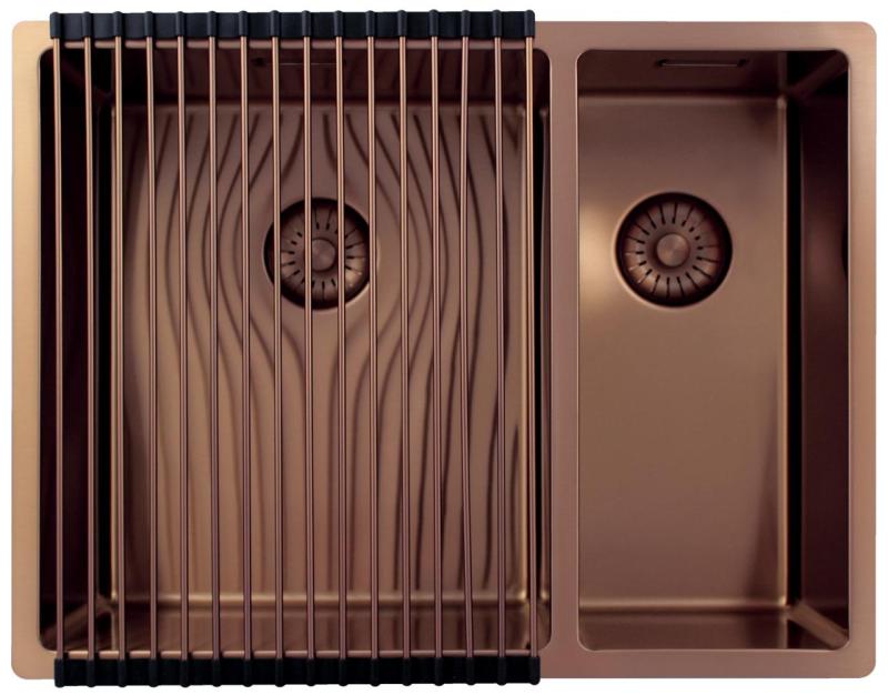 Pure.Sink Exclusivo Cuivre 1,5 évier à une et demie 34+18 cm rayon 10mm PEX341840-62