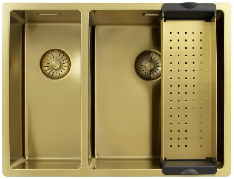 Pure.Sink Exclusivo Doré 1,5 bac à demi 18+34 cm rayon de 10mm PEX183440-60