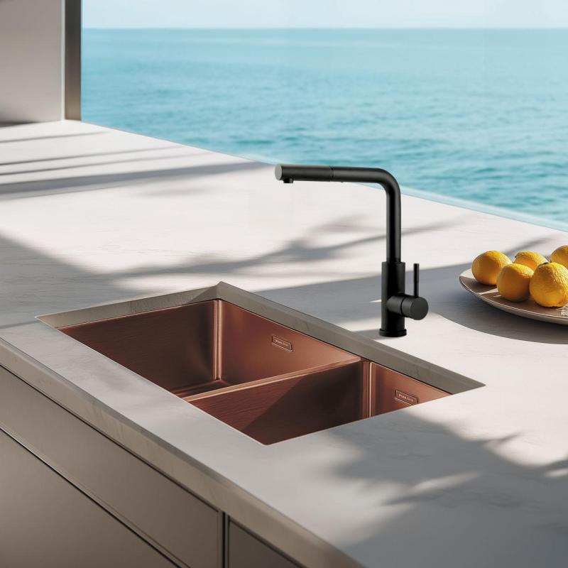 Pure.Sink Exclusivo Cuivre 1,5 bac et demi 18+34cm rayon de 10mm PEX183440-62
