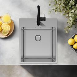 Pure.Sink Exclusivo évier en inox 44x52 cm Tapwing avec trou pour robinet, rayon 10mm PEX4040T-02