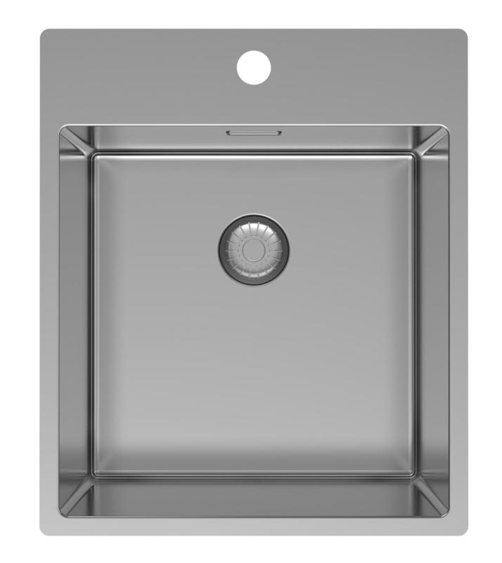 Pure.Sink Exclusivo évier en inox 44x52 cm Tapwing avec trou pour robinet, rayon 10mm PEX4040T-02