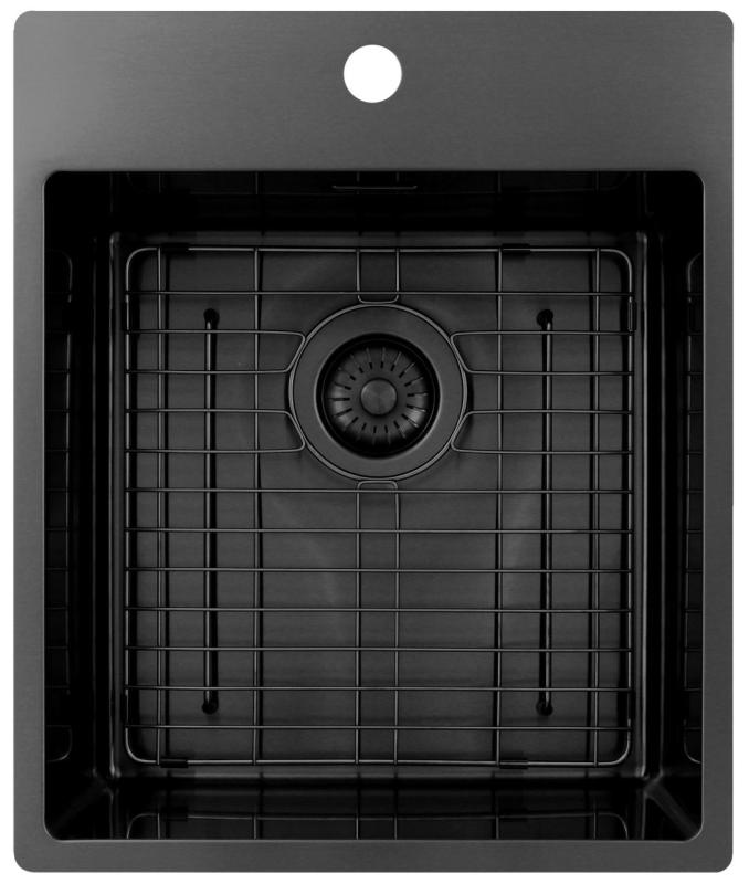 Pure.Sink Exclusivo Gun Metal évier 44x52 cm Tapwing avec trou de robinet 10mm rayon PEX4040T-61