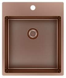 Pure.Sink Exclusivo Évier en cuivre 44x52 cm Tapwing avec trou pour robinet, rayon de 10mm PEX4040T-62