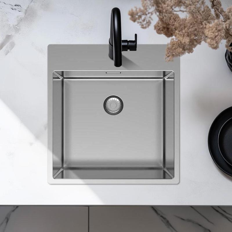 Pure.Sink Exclusivo Évier en inox 49x52 cm Tapwing avec trou de robinet rayon de 10mm PEX4540T-02