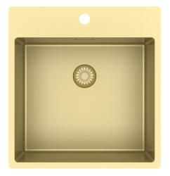 Pure.Sink Exclusivo évier doré 49x52 cm Tapwing avec banque de trous de robinet rayon 10mm PEX4540T-60
