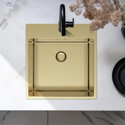 Pure.Sink Exclusivo évier doré 49x52 cm Tapwing avec banque de trous de robinet rayon 10mm PEX4540T-60