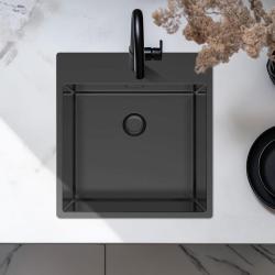 Pure.Sink Exclusivo Gun Metal évier 49x52 cm Tapwing avec trou de robinet rayon 10mm PEX4540T-61