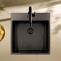 Pure.Sink Exclusivo Gun Metal évier 49x52 cm Tapwing avec trou de robinet rayon 10mm PEX4540T-61