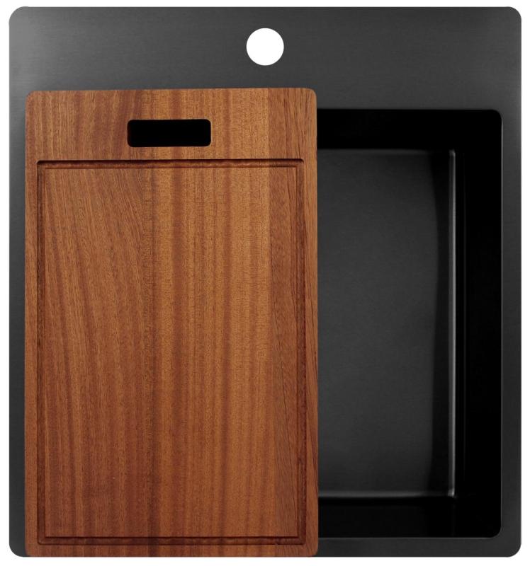 Pure.Sink Exclusivo Gun Metal évier 49x52 cm Tapwing avec trou de robinet rayon 10mm PEX4540T-61