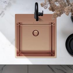 Pure.Sink Exclusivo Évier en cuivre 49x52 cm Tapwing avec trou pour robinet rayon 10mm PEX4540T-62