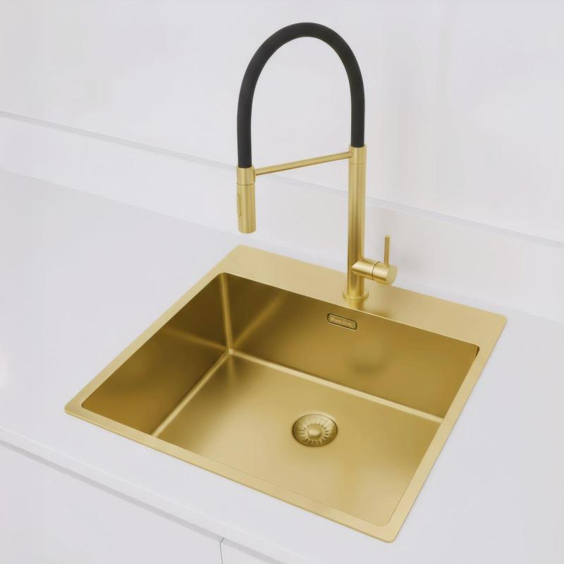 Pure.Sink Exclusivo Évier en or 54x52 cm Tapwing avec trou de robinet rayon 10mm PEX5040T-60
