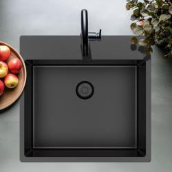 Pure.Sink Exclusivo Gun Metal évier 54x52 cm Tapwing avec trou de robinet 10mm radius PEX5040T-61