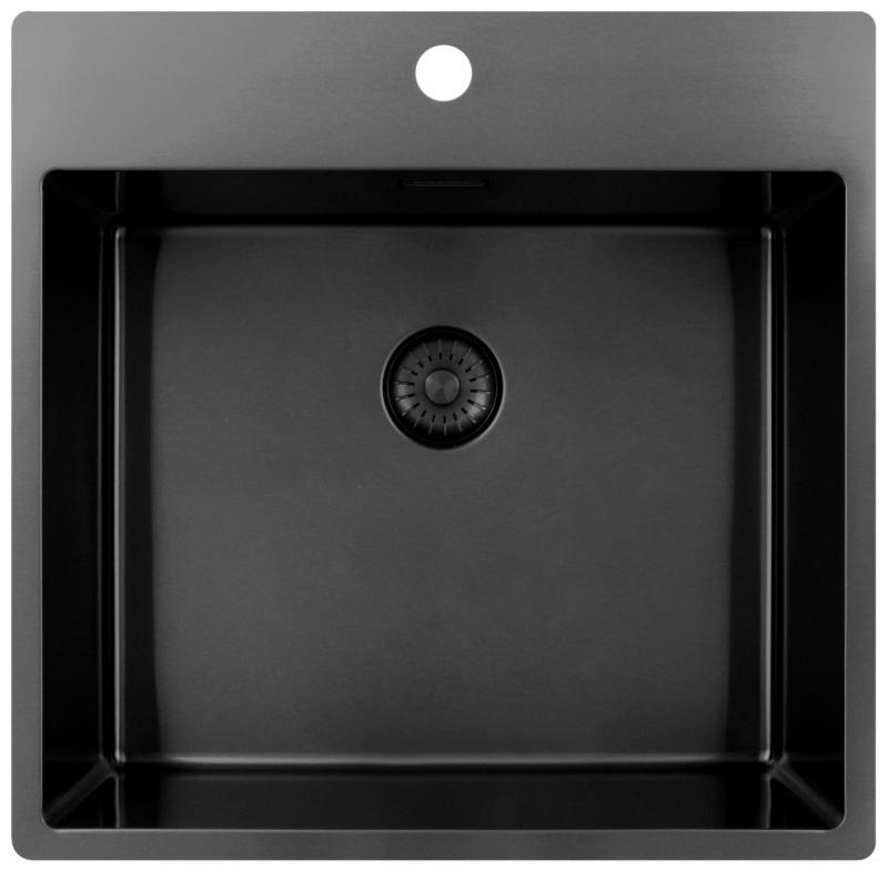 Pure.Sink Exclusivo Gun Metal évier 54x52 cm Tapwing avec trou de robinet 10mm radius PEX5040T-61