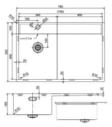 Pure.Sink Exclusivo RVS petit évier avec égouttoir 78x52 cm Tapwing à gauche PEX3478LT-02