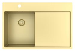 Pure.Sink Exclusivo Petit évier doré avec zone d'égouttement 78x52 cm Tapwing à gauche PEX3478LT-60