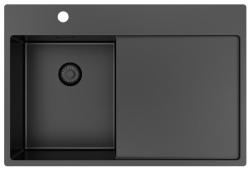 Pure.Sink Exclusivo Gun Metal petit évier avec égouttoir 78x52 cm Tapwing à gauche PEX3478LT-61