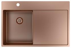 Pure.Sink Exclusivo Cuve en cuivre petite avec égouttoir 78x52 cm Tapwing à gauche PEX3478LT-62