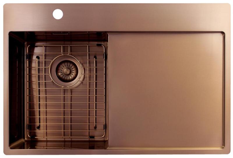 Pure.Sink Exclusivo Cuve en cuivre petite avec égouttoir 78x52 cm Tapwing à gauche PEX3478LT-62