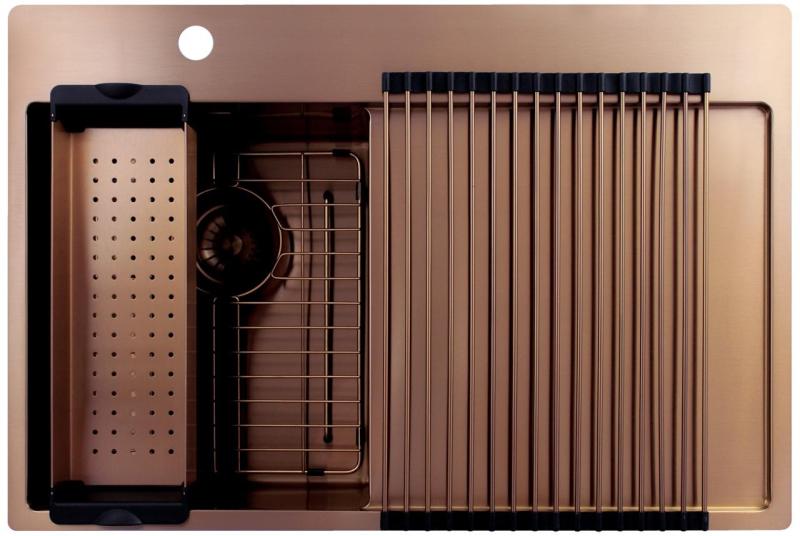 Pure.Sink Exclusivo Cuve en cuivre petite avec égouttoir 78x52 cm Tapwing à gauche PEX3478LT-62