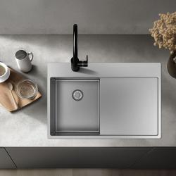 Pure.Sink Exclusivo RVS petit évier avec égouttoir 78x52 cm Tapwing à droite PEX3478RT-02