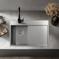 Pure.Sink Exclusivo RVS petit évier avec égouttoir 78x52 cm Tapwing à droite PEX3478RT-02