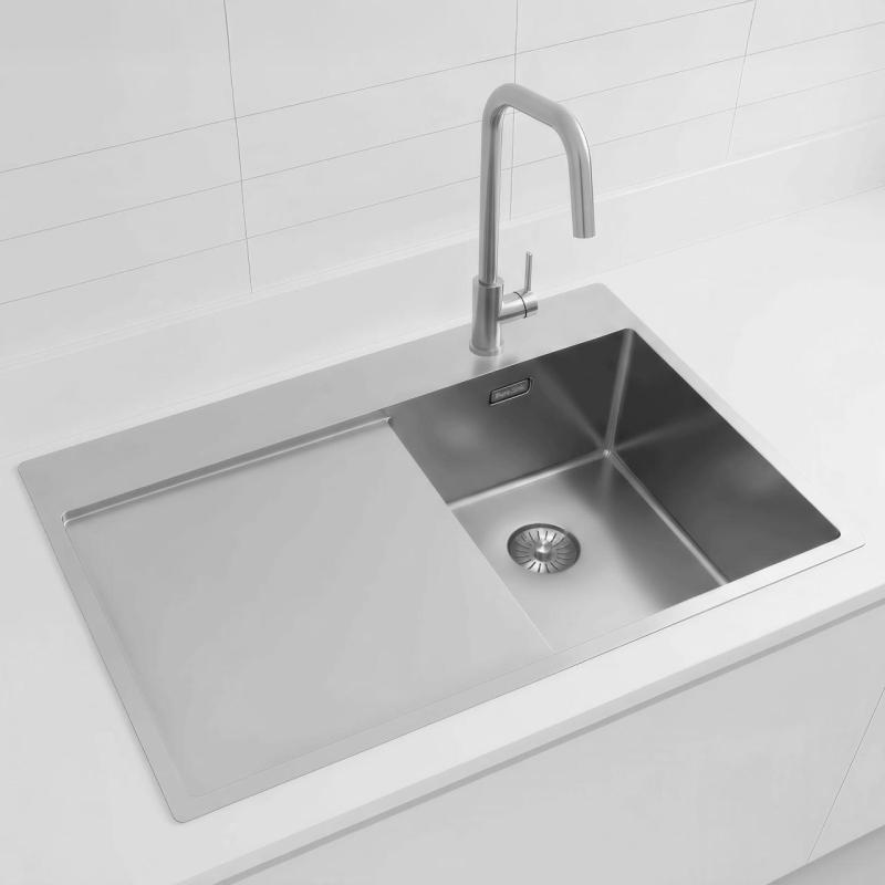 Pure.Sink Exclusivo RVS petit évier avec égouttoir 78x52 cm Tapwing à droite PEX3478RT-02