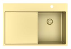 Pure.Sink Exclusivo Petit évier doré avec égouttoir 78x52 cm Tapwing à droite PEX3478RT-60