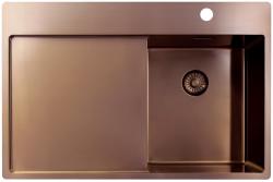 Pure.Sink Exclusivo Petit évier en cuivre avec égouttoir 78x52 cm Tapwing à droite PEX3478RT-62