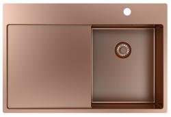 Pure.Sink Exclusivo Petit évier en cuivre avec égouttoir 78x52 cm Tapwing à droite PEX3478RT-62