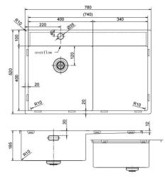 Pure.Sink Exclusivo Évier en acier inoxydable avec égouttoir 78x52 cm Tapwing à gauche PEX4078LT-02