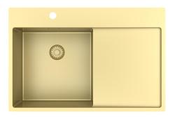 Pure.Sink Exclusivo Évier doré avec égouttoir 78x52 cm Tapwing à gauche PEX4078LT-60